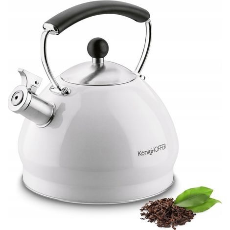 Hervidor de gas grande de inducción, elegante hervidor con silbato, 3 l, blanco, Ruso