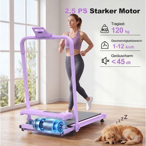 Tapis de course pliable 3 en 1 avec inclinaison 10 % violet 120 kg (1/5)