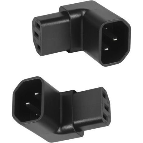 2 Pieces IEC C14 to C13 Angled Sockets, 3 Pin Power Cable (1x90° Upward, 1x90° Downward), 250V 10A, PVC Material, for Computers, PDU Cabinets and Electrical Appliances (1/5)