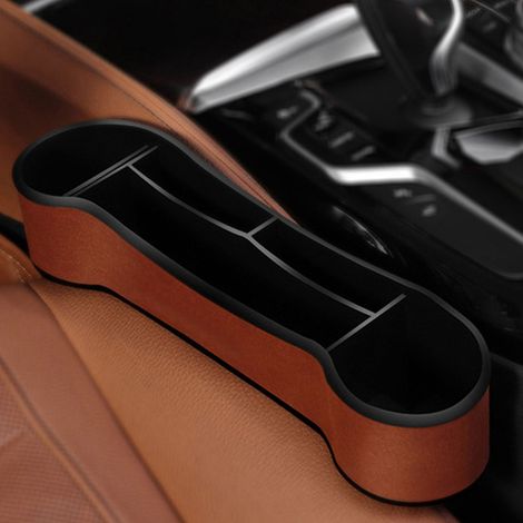 Espaceur de siège auto avec rangement latéral, pochette organiseur d'habitacle pour BMW Série 3, X1, X2, X3, X5, marron, accessoire intérieur de voiture (1/5)