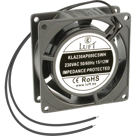 Ventilatore 230vac 80x80x25mm 16w 2cavi Attrito Kla230ap080cswh