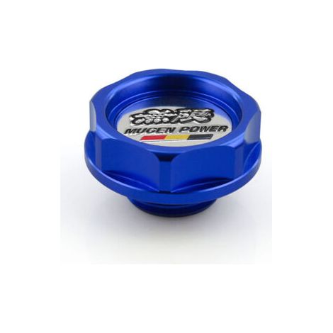 Couvercle de réservoir d'huile en aluminium, bouchon de remplissage d'huile moteur de course MUGEN en carbone bleu (1/5)