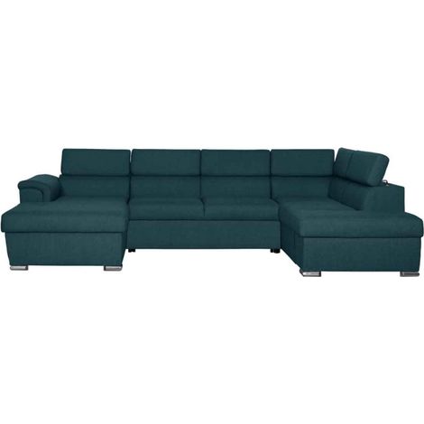 Canapé Panoramique Convertible "2 Coffres" 322cm Bleu (1/5)