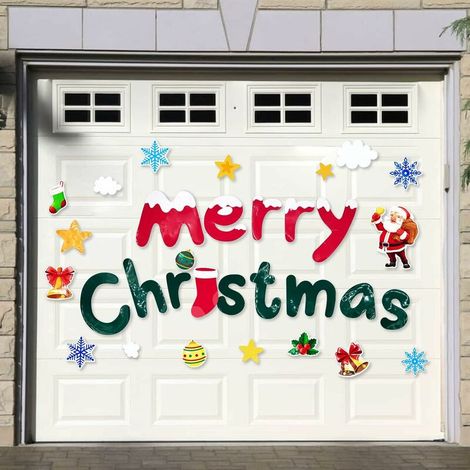 Autocollants Magnétiques de Décoration de Noël pour Garage, 32 Pièces Tout-en-Un Merry Christmas Autocollants Magnétiques pour Porte de Garage, Set de Décorations de Noël pour Garage Extérieur,- Lefou (1/5)
