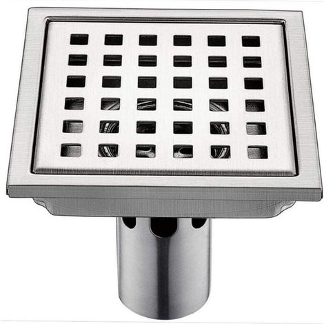 Scarico per pavimento doccia quadrato in acciaio inossidabile 304 da 15 x 15 cm, griglia per doccia in acciaio asciutto, scarico per pavimento, antiodore (1/4)