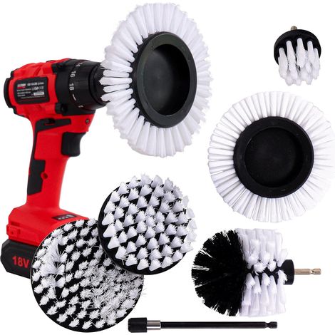 ZOLGINAH Brosses Nettoyage pour Perceuse Visseuse à Poils Souples Blancs. Brosses à Nettoyer Salle de Bains, Douche, Cuisine, Céramique (1/5)