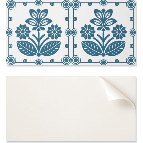 Azulejos decorativos de vinilo con estampado floral de 10x40x20 cm.