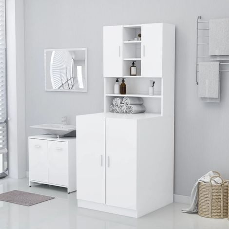 Armoire Meuble pour machine à laver,meuble de Salle de Bain Blanc 71x71,5x91,5 cm -QS82437