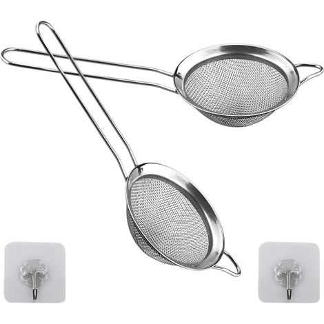 Lot de 2 Cuillères à Écumoire, Acier Inoxydable, Mailles Fines, Manche Long 20,5 cm, Cuisine (1/5)