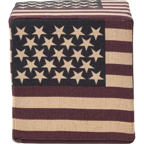 HOMESCAPES Designer Hocker Ottoman Stars and Stripes Amerika Flagge