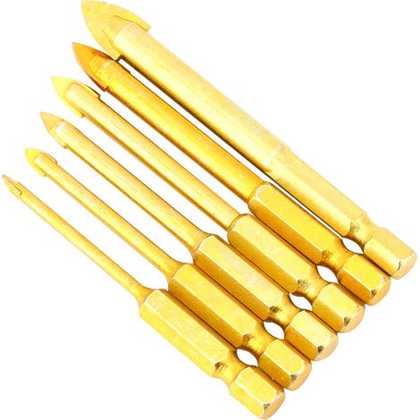 6 Stück dreieckige Bohrer mit Sechskantschaft, Nut- und Spiralbohrer 3/4/5/6/8/10 mm (1/5)