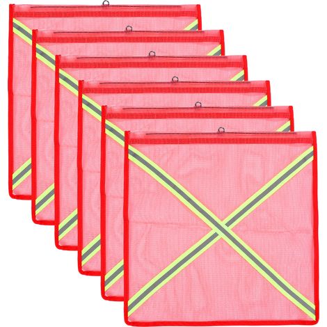 Drapeaux de sécurité Toivize 18x18 pouces Lot de 6 rouges polyester bandes réfléchissantes avec anneau métallique pour chargement exceptionnel (1/5)