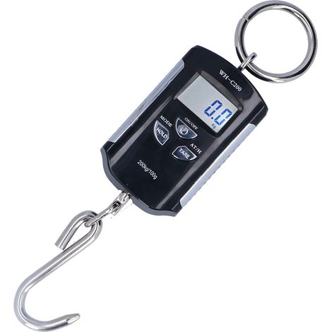 Balance pour grue 200 kg, crochet de lestage suspendu robuste Steelyard, portable, électronique, rétroéclairage HD (argent et noir) (1/5)