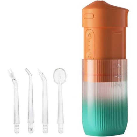 Hydropulseur buccal électrique portable, mini et compact, de voyage, orange. (1/5)