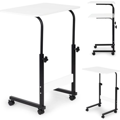 Mesa para portátil con ruedas, escritorio unido al sillón del sofá - blanco (1/5)