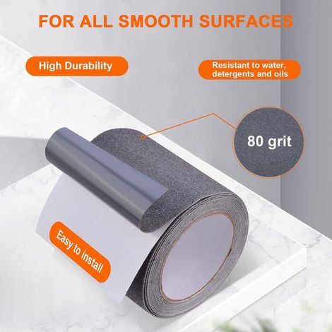 Nastro antiscivolo per scale resistente, impermeabile, per esterni/interni, rotolo antiscivolo di sicurezza da 10 cm x 5 m (1/4)