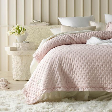 Dessus de lit 170 x 210 cm Rose poudré (1/5)