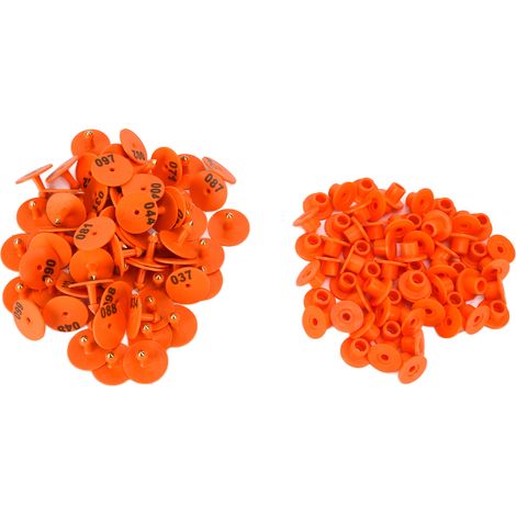 Étiquette d'oreille de bétail, 100 pièces, Anti-chute, cochon rond avec numéro pour renards, cochons, moutons, orange (1/5)