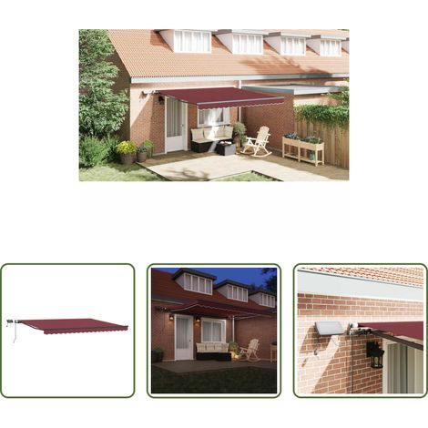 Terrassenmarkise - Markise Manuell mit LEDs Weinrot 400x300 cm (1/5)