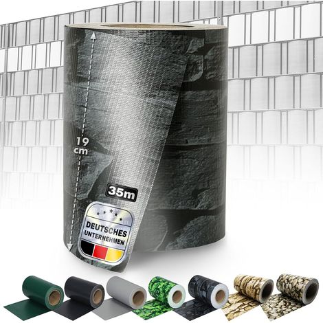 Bandes Brise-Vue, 35 mètres Occultant, Clips de Fixation Inclus, Ardoise, 19 cm x 35 m (1/4)