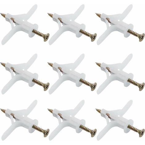 50 Gipskartondübel-Sets, Kunststoff-Expansionsrohr, Flugzeug, selbstbohrende Expansionsrohrdübel, verwendet für die meisten leichten Gipskartonwände