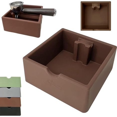 Knock Box espresso – Silicone – Marron – Base antidérapante – Bac à marc de café (1/5)