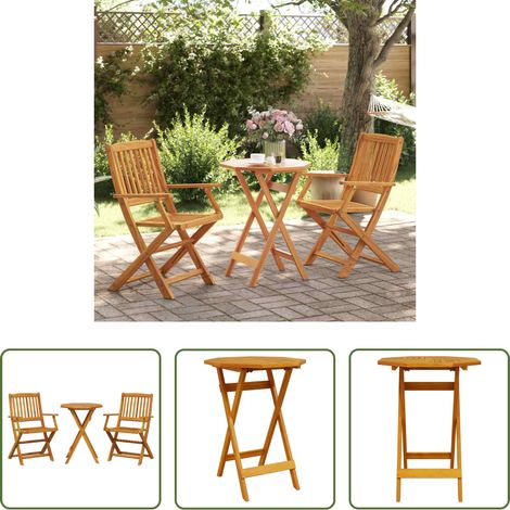 Klappbar - 3-tlg. Bistro-Set Klappbar Massivholz Akazie (1/5)