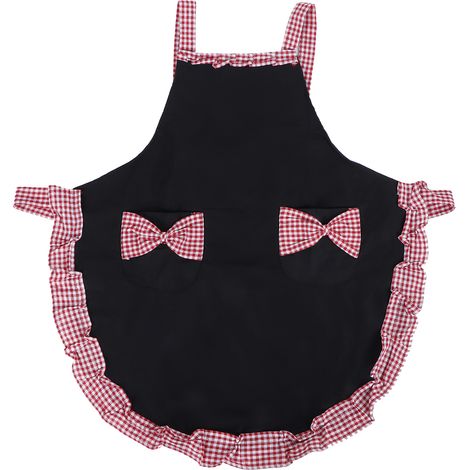 Tablier De Cuisine Femme Vintage Avec Nœud Et Dentelle - Coton Mélangé Résistant Avec Poches - Pour Cuisine Et Restaurant - Lot De 1 (1/5)