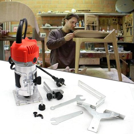 Oberfräse Trim Router-800W Holz Laminator Router, 1/4 Zoll Oberfräse Trim Router Holzfräse Elektrischer Trimmer Manueller Trimmer mit Schlüssel 30000U/min (1/5)