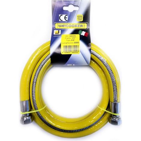 Tubo flexible de gas para cocina 2 m 1/2" EN 14800 UNICOOKER F/F CE EN 14800 L 200 cm