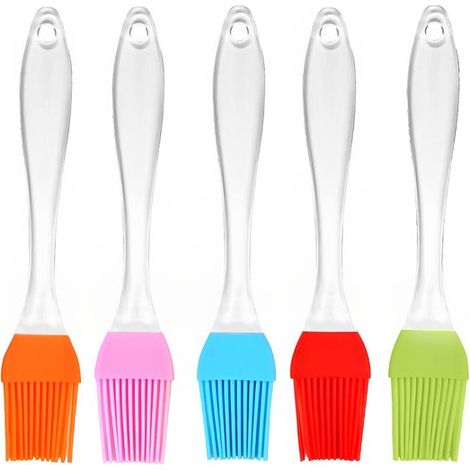 Juego de 5 brochas de repostería: brocha para aceite, brocha de silicona, brocha multifuncional para aceite de cocina, Multicolor (1/5)