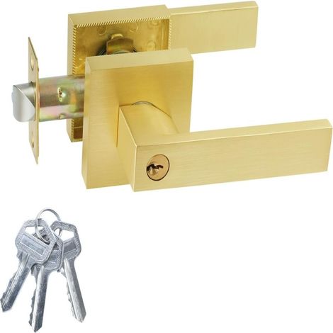 Poignée de Porte à Levier, Finition Dorée, Alliage d’Aluminium, Serrure à Pêne Dormant, Pour Chambre, Salle de Bain, Porte Intérieure – Lot Complet (1/5)