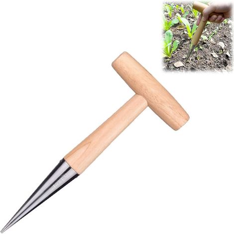 Lntyq Gartenpflanzer, Handpflanzer, Blumenzwiebelpflanzer, Setzlingspflanzer, Edelstahl-Pflanzgefäß, Garten-Handpflanzer mit langem Griff, zum Pflanzen von Samen und Blumenzwiebeln (1/5)