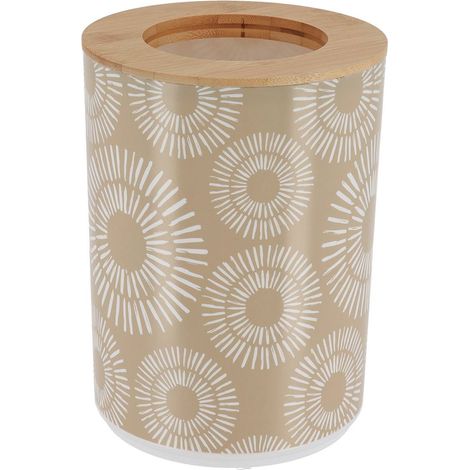 Bidone stampato in pp con coperchio in bambù 5l - spirali etniche - Tendance