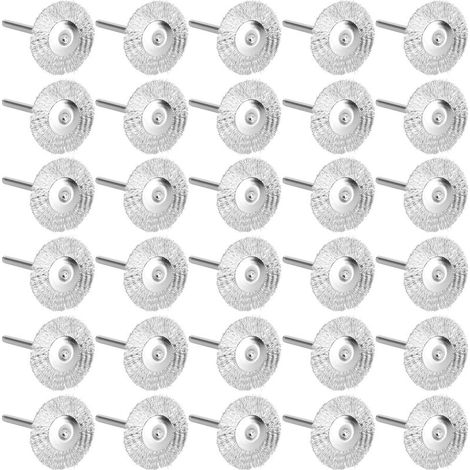 Set of 30 mini flat brushes for polishing wood, removing rust, corrosion and paint, made of steel wire (1/5)