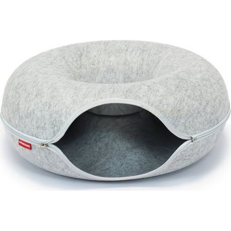 BioBedding – Donut White Edition – 2-in-1 Luxus-Katzenhaus und -Korb – Ø 50 cm – 1 Öffnung – Reißverschluss und warmes Futter (1/5)