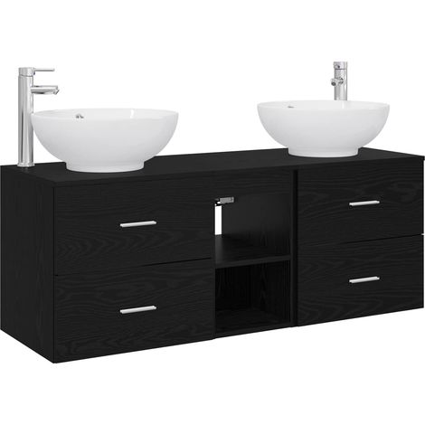 Bathroom Furniture Set 3 pcs Black 49.5 x 44.5 x 65 cm vidaXL (1/5)