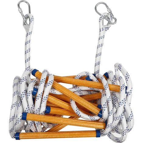 Échelle de secours 6 m échelle de corde échelles de sécurité avec crochet échelle de secours polyvalente pour extérieur balcon fenêtre Sortie de secours utilisation rapide