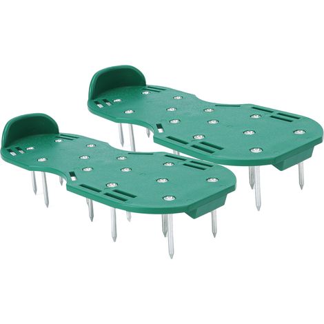 Chaussures à pointes de jardin en alliage de zinc pour aération manuelle de la pelouse, idéales pour l'entretien des espaces verts.