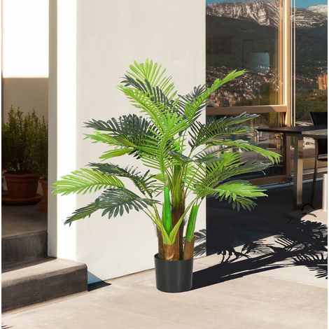 CHICFURN Palmera artificial de 100 cm de plástico verde para interior y exterior, sin montaje (1/5)
