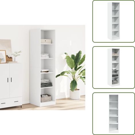 The Living Store Garde-robe Blanc 50x50x200 cm Bois d'ingénierie - Armoire Blanche - Placard Blanc - Dressing Blanc - Meuble Rangement - Commode (1/5)
