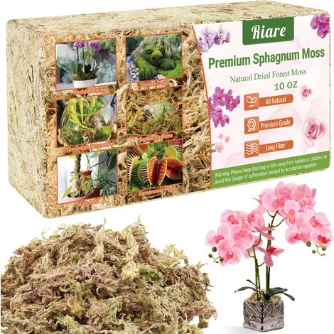 Mousse de Sphaigne Premium pour Orchidées et Plantes Carnivores - Substrat Naturel Haute Rétention d'Eau - 10 OZ (1/5)
