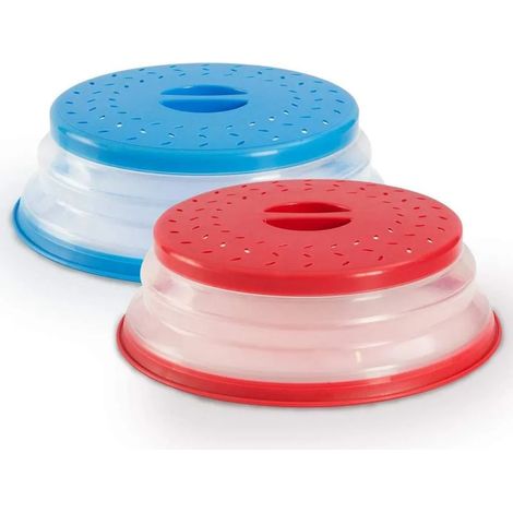 Lot de 2 couvercles pliables pour micro-ondes avec passoire intégrée pour fruits et légumes, sans BPA et non toxiques, 27,5 x 9 cm (1/5)