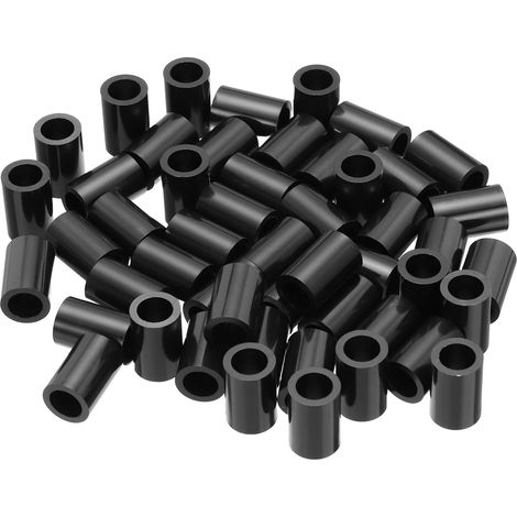 50Pcs Entretoise ABS M8 x 12mm OD x 18mm L Rondelles d'Espacement Rondes en Plastique Noir, Écrou d'Écartement Non Fileté pour Vis, Boulons, Prise Électrique (1/5)