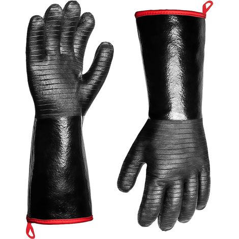 Guantes de 45 cm para barbacoa, resistentes al calor y antideslizantes, para barbacoa, horno, soldadura y chimenea. (1/5)