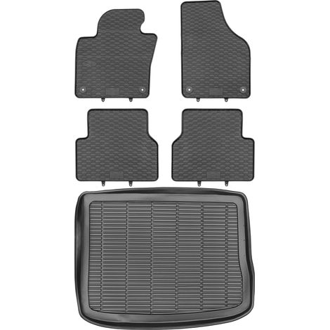Ensemble de tapis de sol en caoutchouc pour Volkswagen Tiguan I SUV (2007-2015) + tapis de coffre