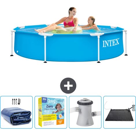 Intex-Schwimmbecken mit rundem Rahmen – 244 x 51 cm – Blau – im Lieferumfang enthalten Accessoire CB11