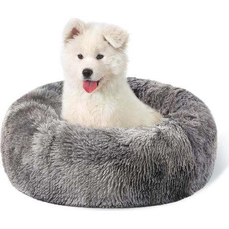 Lit pour Chat, Coussin Fluffy, Doux Lavable pour Chats Chiens (Tie-dye gris foncé, 40 cm) (1/5)