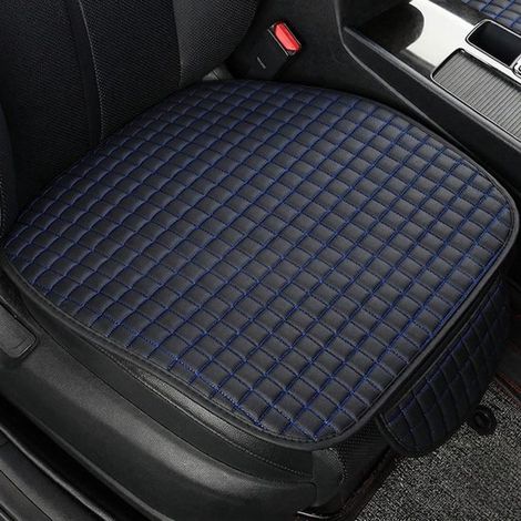 cuscini per sedili auto – Set di 2, coprisedili universali, sedili anteriori, protezione per sedile auto, cuscino per sedile, antigraffio, coprisedile per auto, retro antiscivolo, pelle PU, nero e blu (1/5)