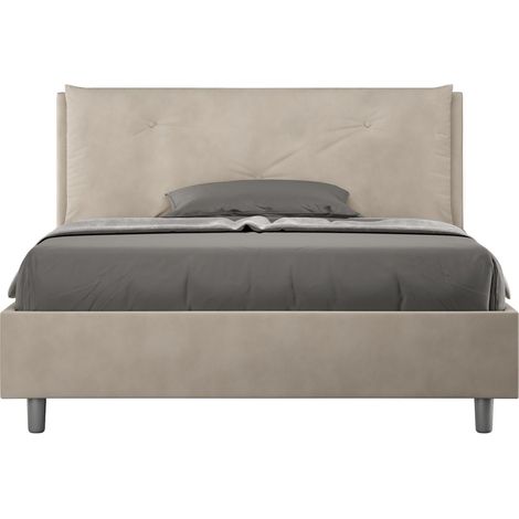 Letto alla Francese rivestito in Microfibra - APPIA - Tipologia Letto: Con Rete - Colore: Sabbia - Dimensione Rete: 140x190